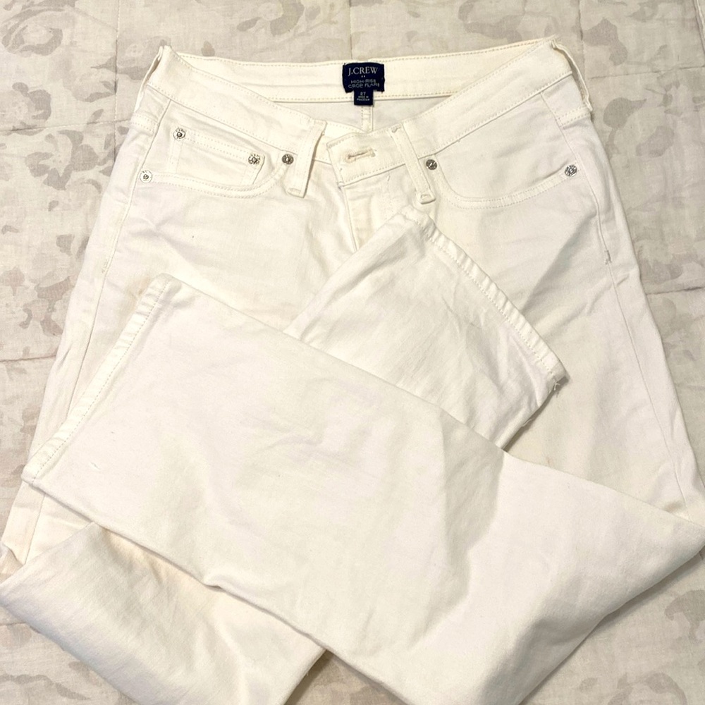 J.Crew White High Rise Crop Flare Size 27
